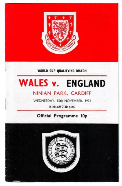 Wales v England - 1974 World Cup Qualifier - 15/11/1972 -  Football Programme