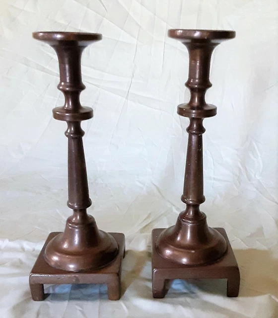 Pair of Antique Russian Brass Candlesticks Early 18th Century