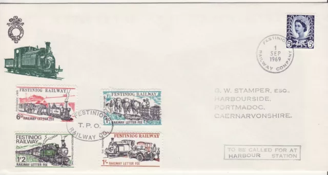 GB Stamps Souvenir Cover -  Festiniog Railway, letter stamps, steam, horse 1969