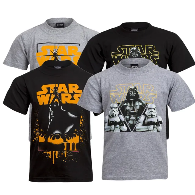 Ragazzi Ufficiale Star Wars Stampato T-Shirt Età 6 A 14 Anni 100% Cotone