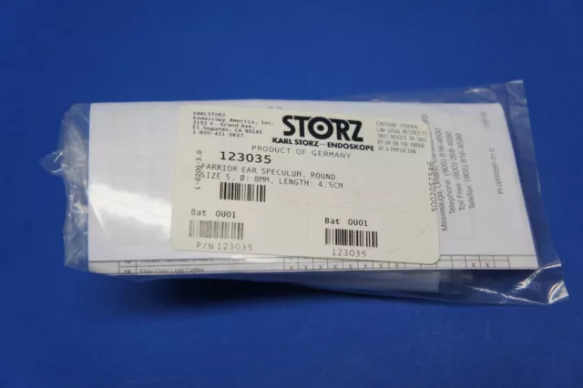 Karl Storz 123035 Farrior Ear Speculum, Round Size 5, Diam 8mm, Length 4.5cm