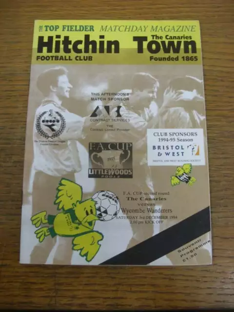 03/12/1994 Hitchin Town v Wycombe Wanderers [FA Cup]