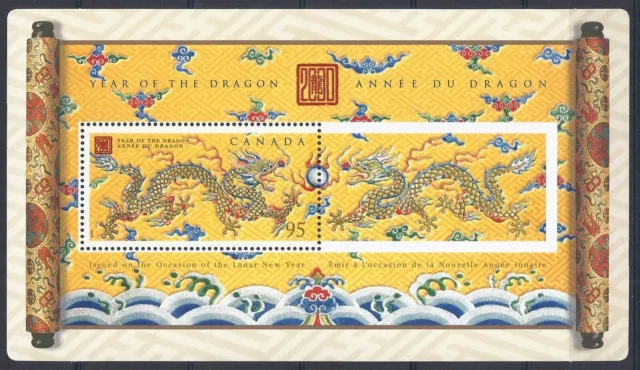 Canada 2000 Lunar New Year of the Dragon Souvenir Sheet — MNH