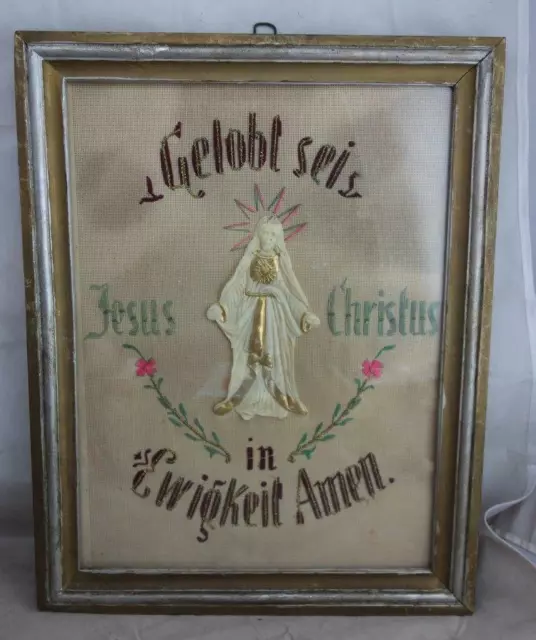 altes Stickerei Heiligenbild Jesus Christus