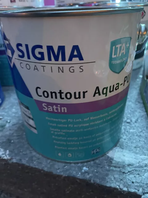 2,5 L Sigma Contour Aqua PU Satin  Restposten   (17,50€/L) Ton offenes Gebinde