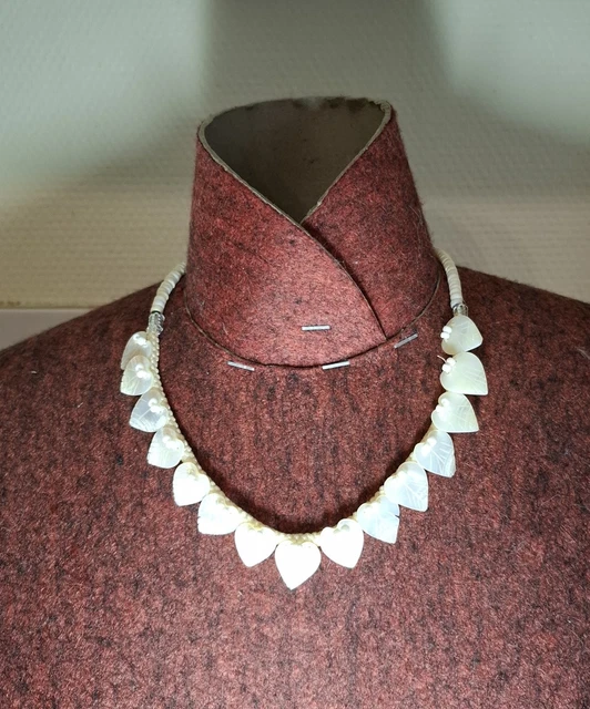Collier Plastron En Nacre Vintage Années 1940/1950 - Ancien, Blanc, Occasion