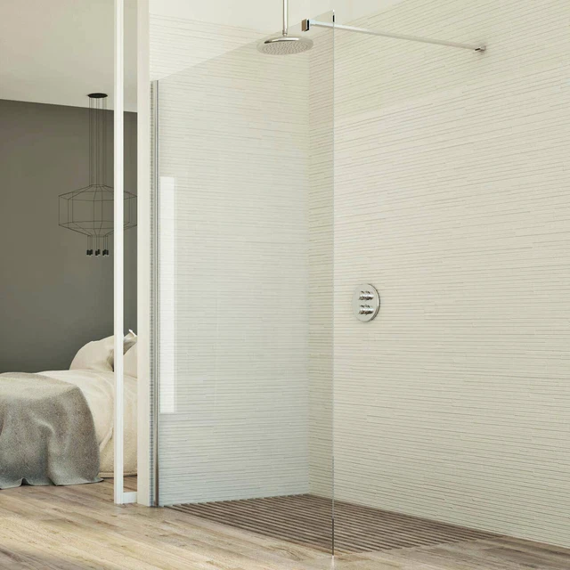 Mampara De Ducha Pared Fija Sin Cierre 70 Cm 1 Lado Walk In Cristal 8Mm