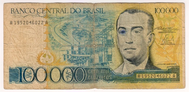 1981 Brasil 100000 Cruzeiros - Low Start - Paper Money Banknotes