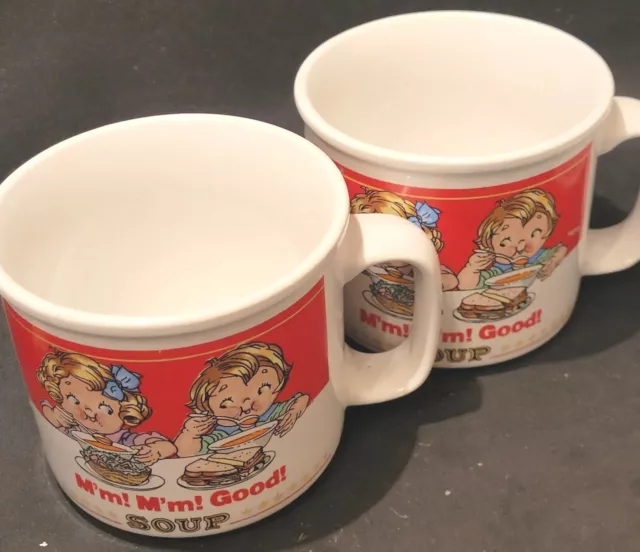 Vintage Campbells Kids Soup Mugs Cup M'm! M'm! Good! Oversize x2