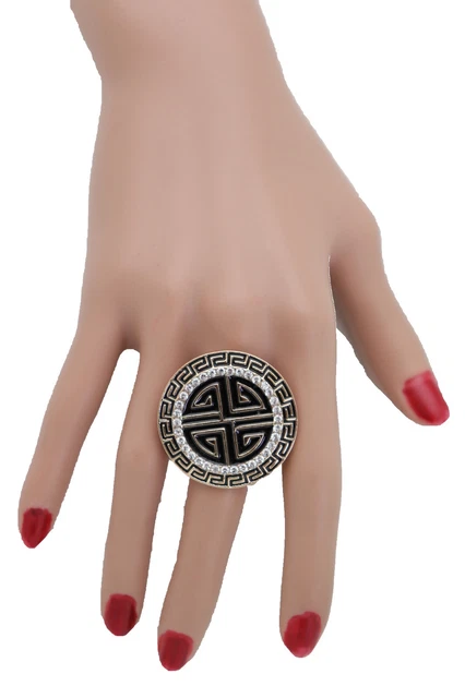 Bague Cocktail Femme En Métal Doré - Forme Ovale Brillante - Taille 8 - Parfaite Pour Soirée
