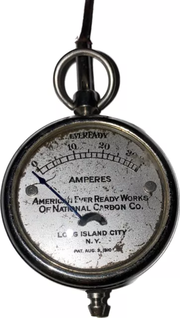 Antique Vintage EveReady Amperes Gauge meter 1910 National automobile truck tool 3