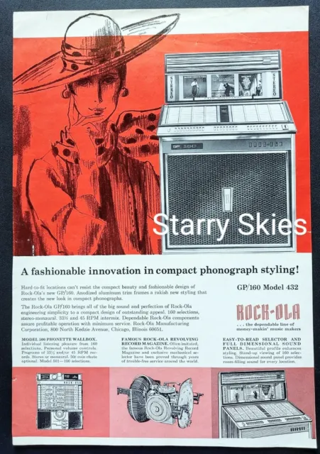 Rock-Ola Jukebox Fashionable Gp/160 Model 432 1966 Vintage Print Ad