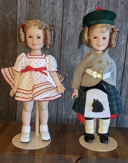 Danbury Mint WEE WILLIE WINKIE & STAND UP AND CHEER Shirley Temple Dolls NWOB