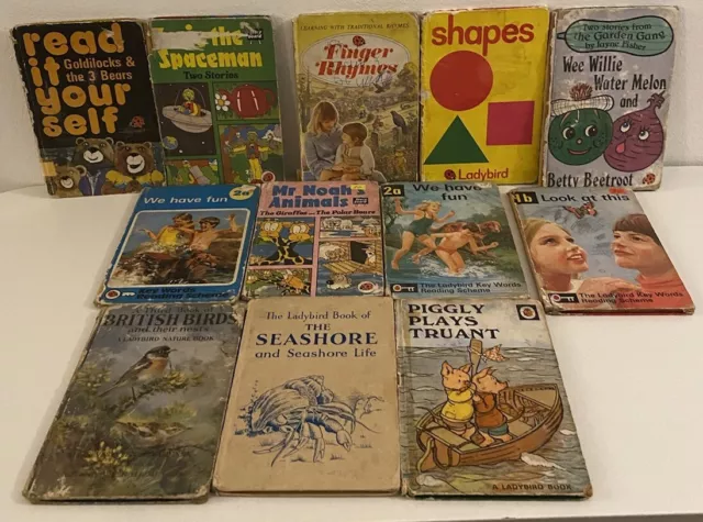 Vintage Job Lot of 12 Ladybird Books Bundle Of Mixed Stories Titles Topics