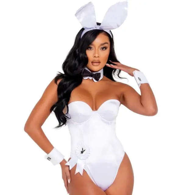 Playboy Bunny Costume Set Bodysuit Rabbit Ears Tail Cuff Links Bow Tie PB127W