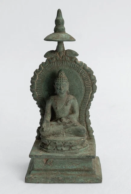 Antique Indonesian Style Seated Bronze Javanese Ratnasambhava Buddha - 14cm/6"