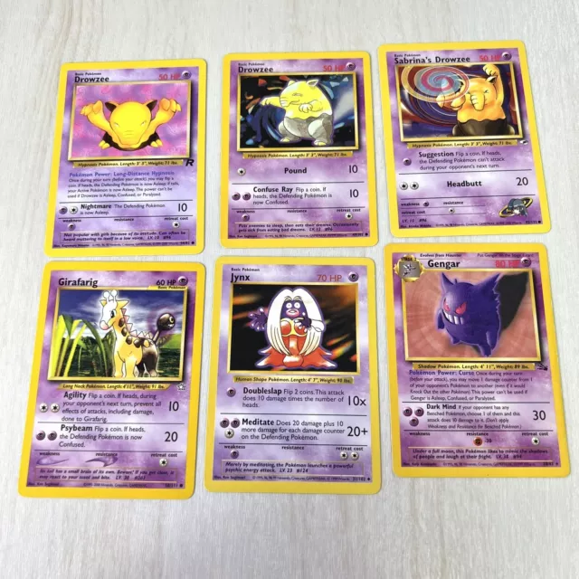 Psychic Pokemon Cards Mixed Lot x24, Vintage Shadowless Abra, Gengar, Gastly 2