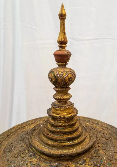 43" Massive Gilt & Glass Rhinestone Lacquer Stupa Thai Burmese South East Asian 5