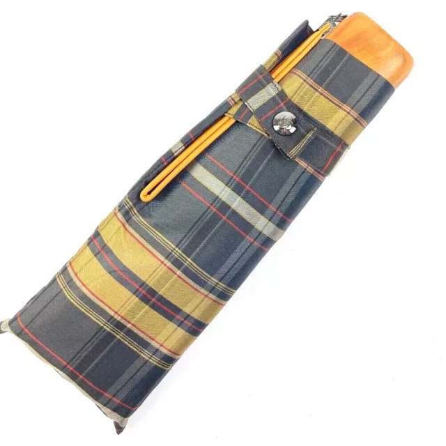 Samsonite Plaid Manual Flat Compact Folding Umbrella NEW