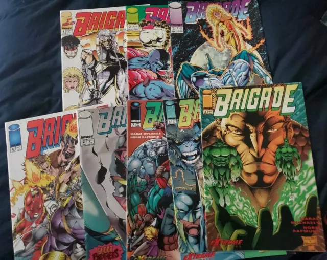 8 comic lot: Brigade (1992) 1 2 3 (1993) 0 2B 3 4 5(Image) Rob Liefeld High G