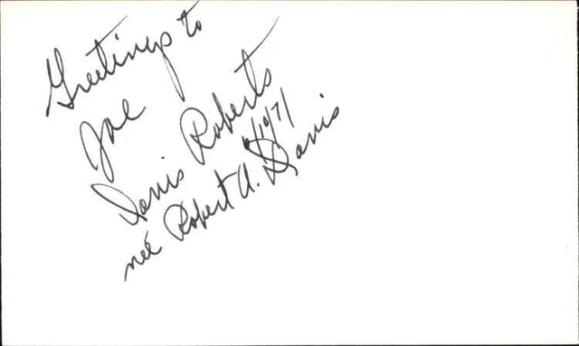 David Roberts D.1993 Actor Signed 3" x 5" Index Card