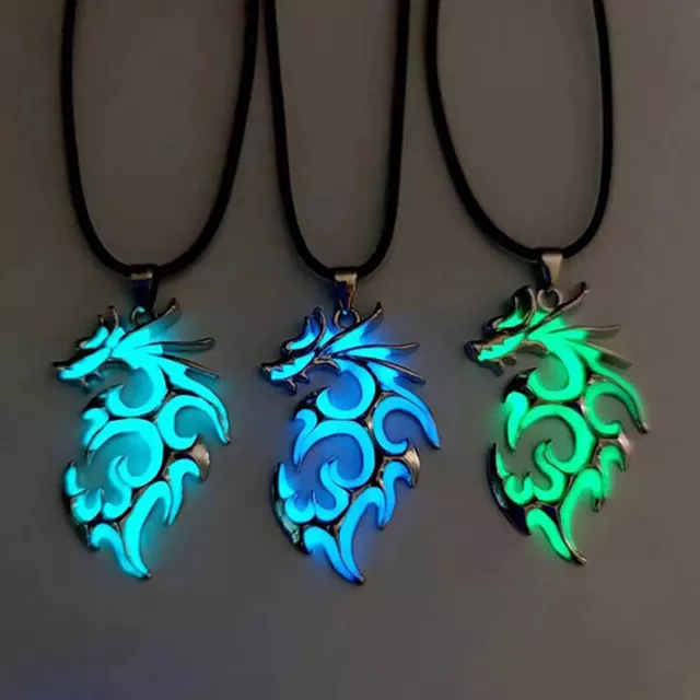 Vintage Magic Steampunk Glowing Luminous Punk Dragon Pendants Necklac7H 2