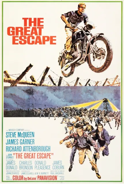 The Great Escape, Steve Mc Queen,  Repro Affiche Cinema /Moto Vintage (50X70) Hq