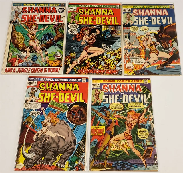 SHANNA THE SHE DEVIL #1 2 3 4 5 COMPLETE FULL RUN 1st Appearance Avg VG+