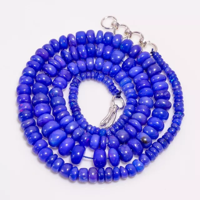 Collier de perles lisses en opale éthiopienne bleue naturelle, rondelles de...