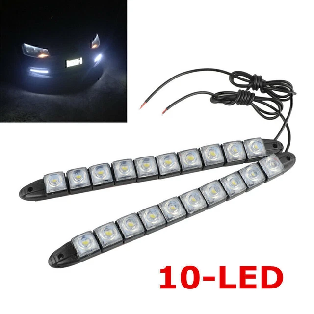 1Pair White DC 12V 4W 10-LED Daytime Running Light DRL Car Fog Day Driving Lamp