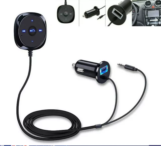 Bluetooth Receiver BT to Aux Adapter Car Audio Kit with Dongle USB Charger 3.5mm