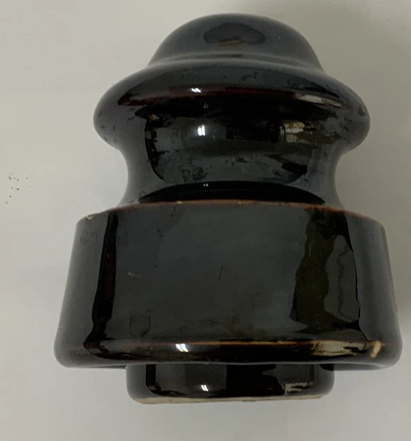 Vintage Brown Ceramic Porcelain W Electric Power Line Insulator