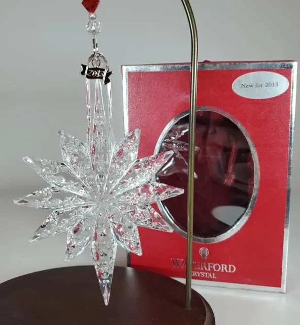 Waterford 2013 Annual Snowstar Lead Crystal Christmas Ornament w/Enhancer 160053