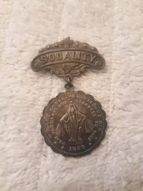 Vintage 1830 Sodality of the Blessed Virgin Mary Our Lady Catholic Charm Medal