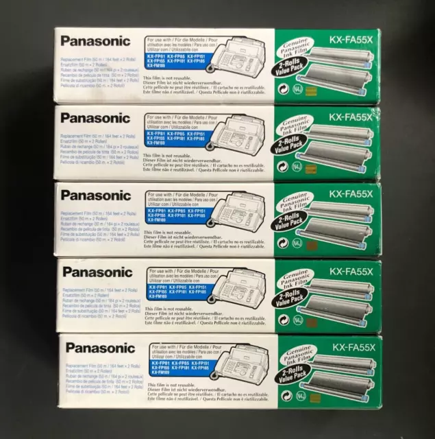 10 x Rolls Genuine Panasonic Replacement Film - 50M / 164ft - KX-FA55X (INC VAT)