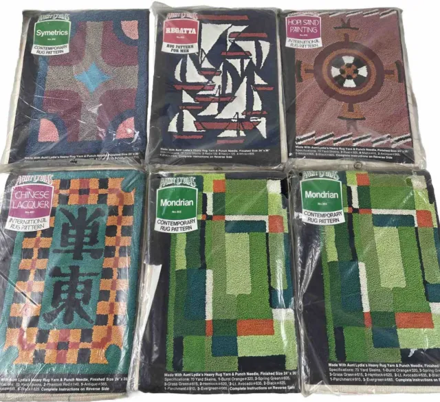 Vintage 7 Aunt Lydia's Modern Rug Patterns Punch Needle All 24”x36” You Choose