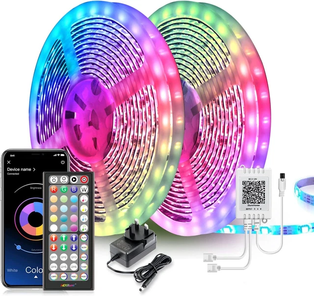 Tira de luces LED Mexllex 30m 2 rollos de 15 m luces LED ultra largas tira de música