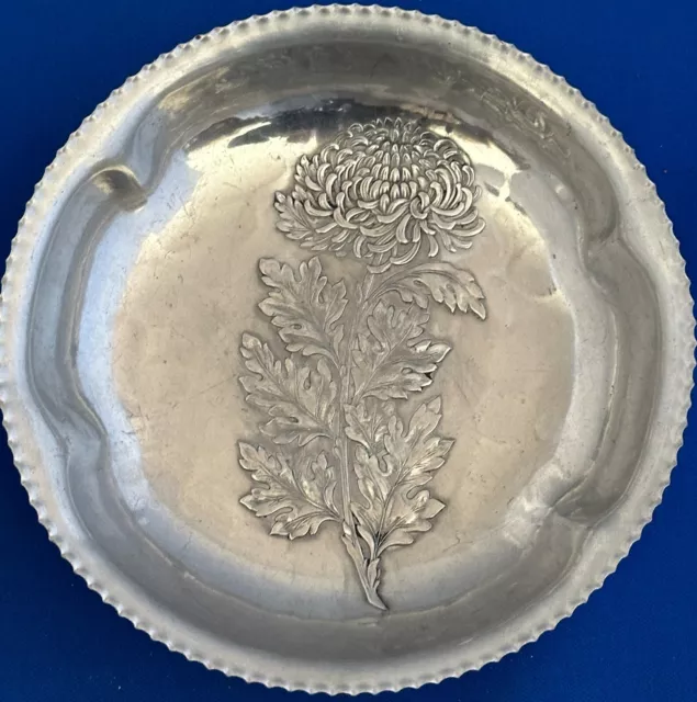 Trade Continental Mark 783 Hand Wrought Aluminum Silverlook Floral dish - 5 3/8"