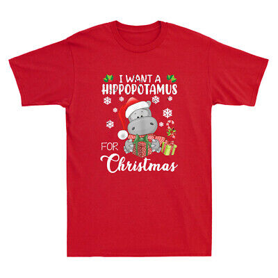 I Want A Hippopotamus For Christmas Funny Hippo Xmas Pajamas Retro Men's T-Shirt