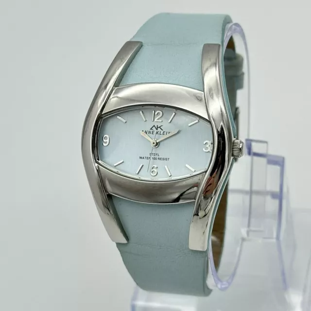 Women's ANNE KLEIN Silver Tone, Light Blue Leather Band Watch, 36mm, 10/5797