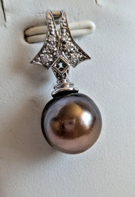 Pendentif Perle De Tahiti Grise 9.2/11.5mm – Reflets Argentés – Bélière Argent 925 – Neuf Sans Boîte