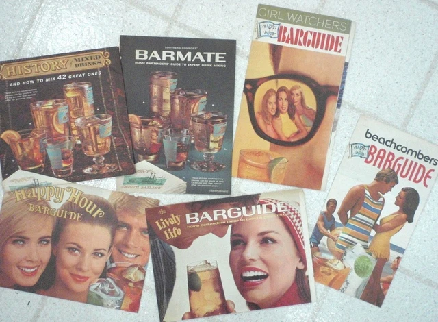 6 HAPPY HOUR Bar Guides - SOUTHERN COMFORT  - Circa 1960s -  RECIPES TIPS TRIVIA