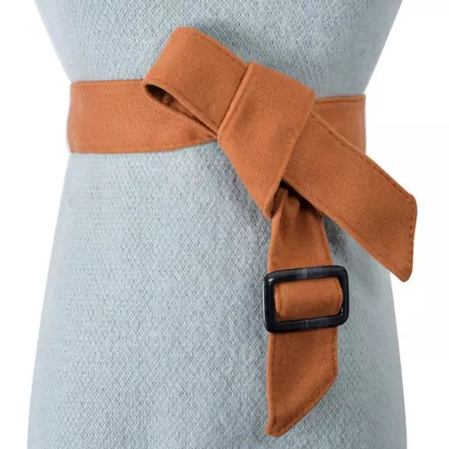 Women Unisex Overcoat Faux Wool Waist Belt Woolen Sash Tie Waistband with Buckle