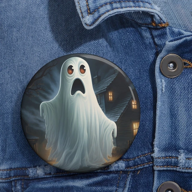Halloween Cartoon Ghost Custom Pin Buttons