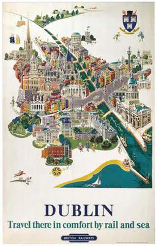 Vintage Dublin Map - British Art Railway Travel Poster Print Art A1/A2/A3/A4!