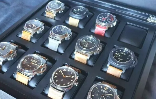 Caja relojes EWIG para 12 relojes madera lacada - Para Panerai, Hublot...