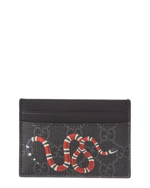 Gucci Kingsnake Print Gg Supreme Canvas & Leather Card Case Men's  Os