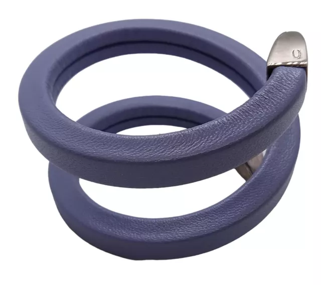 BOTTEGA VENETA Leather & Sterling Silver Bracelet Spiral Lilac OS NEW RRP430