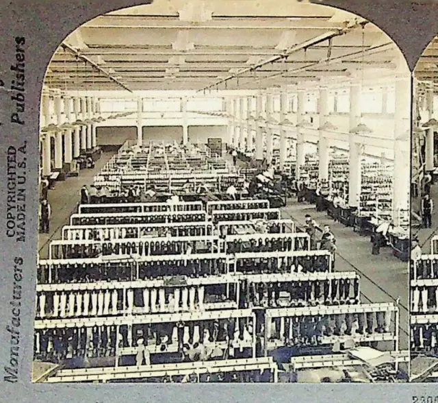 Rubber Boots Shoes Factory Akron Ohio Photograph Keystone Stereoview Card