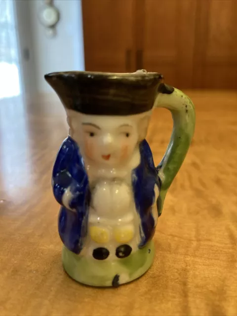 Vintage 2” Miniature Porcelain Toby Mug Colonial Gentleman, Made Occupied Japan